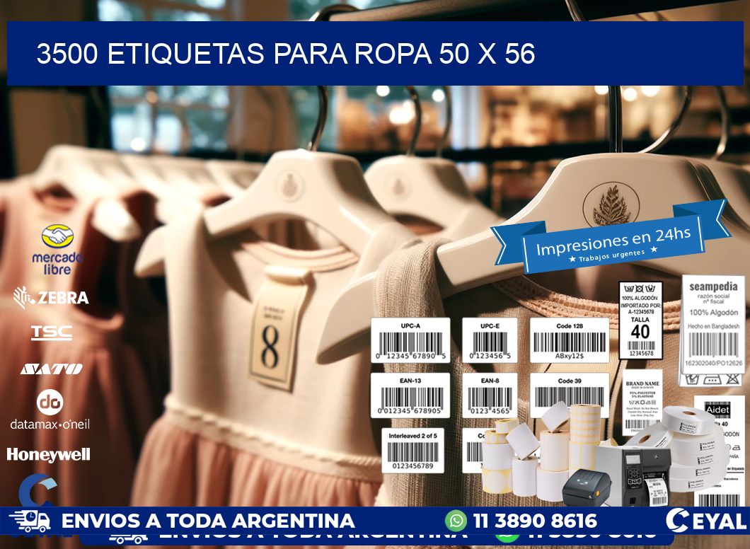 3500 ETIQUETAS PARA ROPA 50 x 56