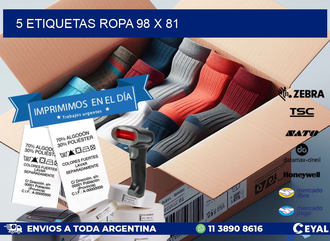 5 ETIQUETAS ROPA 98 x 81