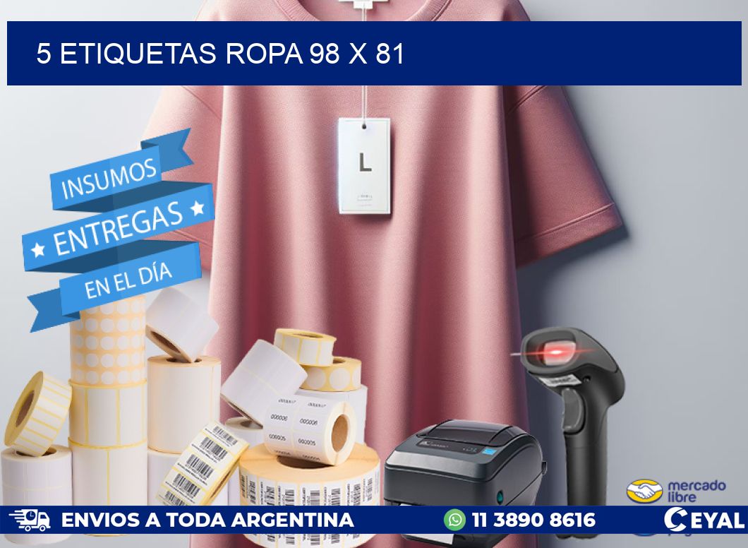 5 ETIQUETAS ROPA 98 x 81