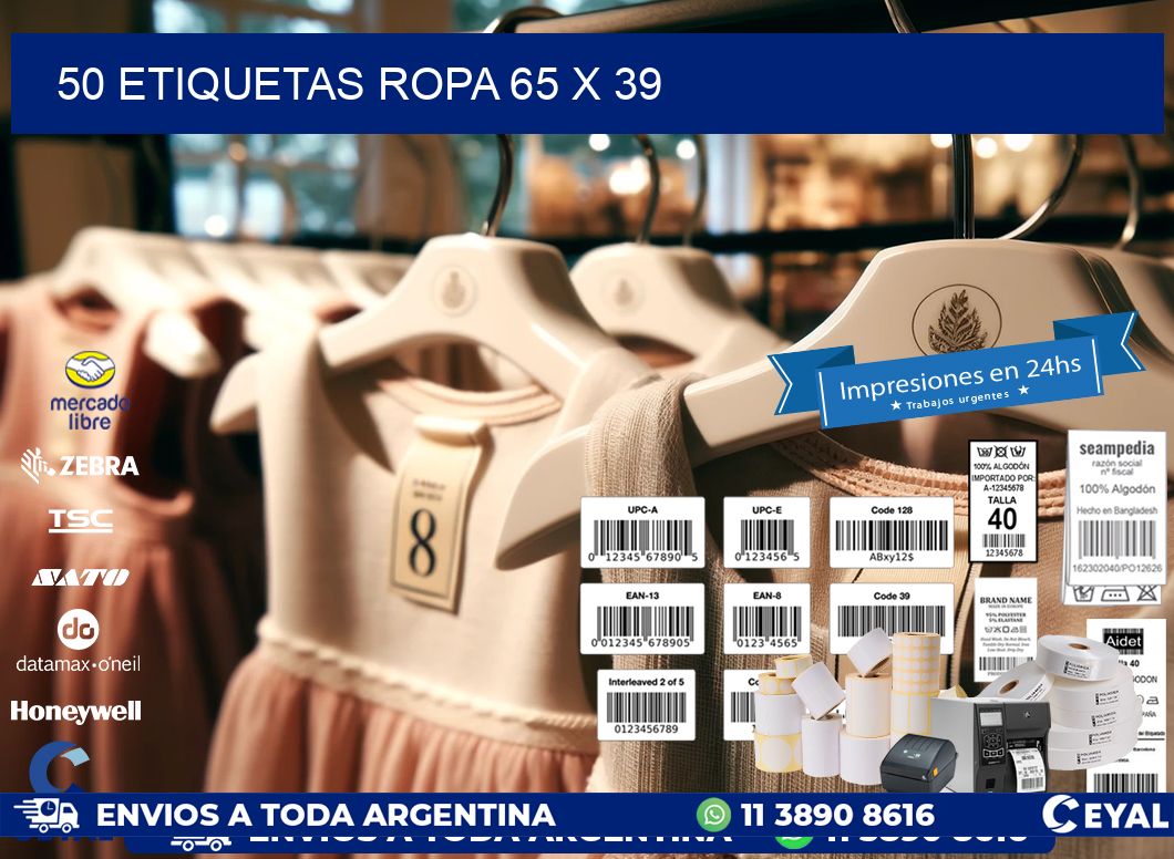 50 ETIQUETAS ROPA 65 x 39