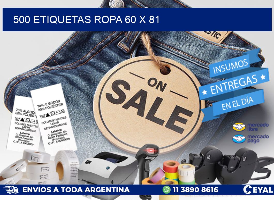 500 ETIQUETAS ROPA 60 x 81