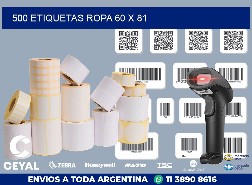 500 ETIQUETAS ROPA 60 x 81