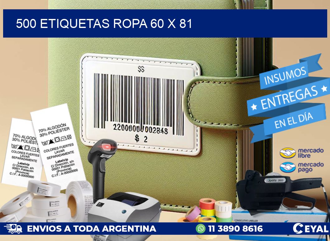 500 ETIQUETAS ROPA 60 x 81