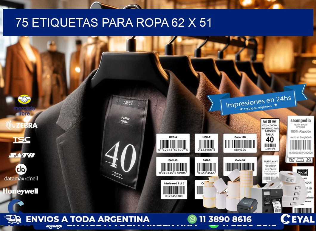 75 ETIQUETAS PARA ROPA 62 x 51