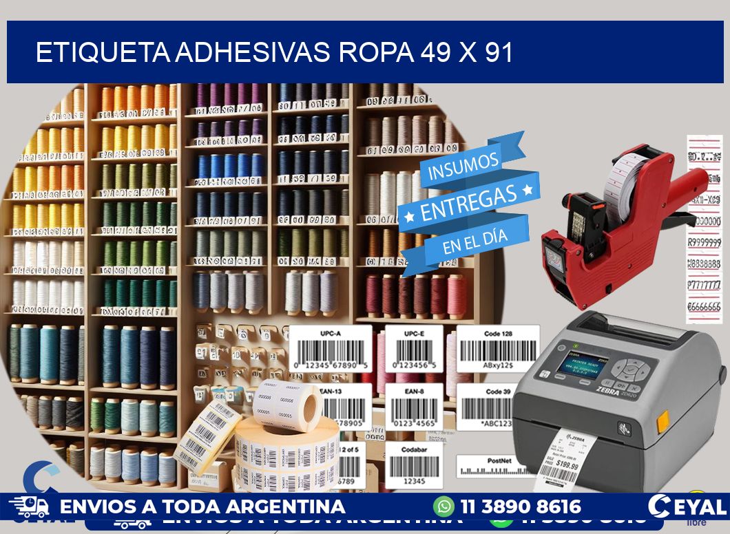 ETIQUETA ADHESIVAS ROPA 49 x 91