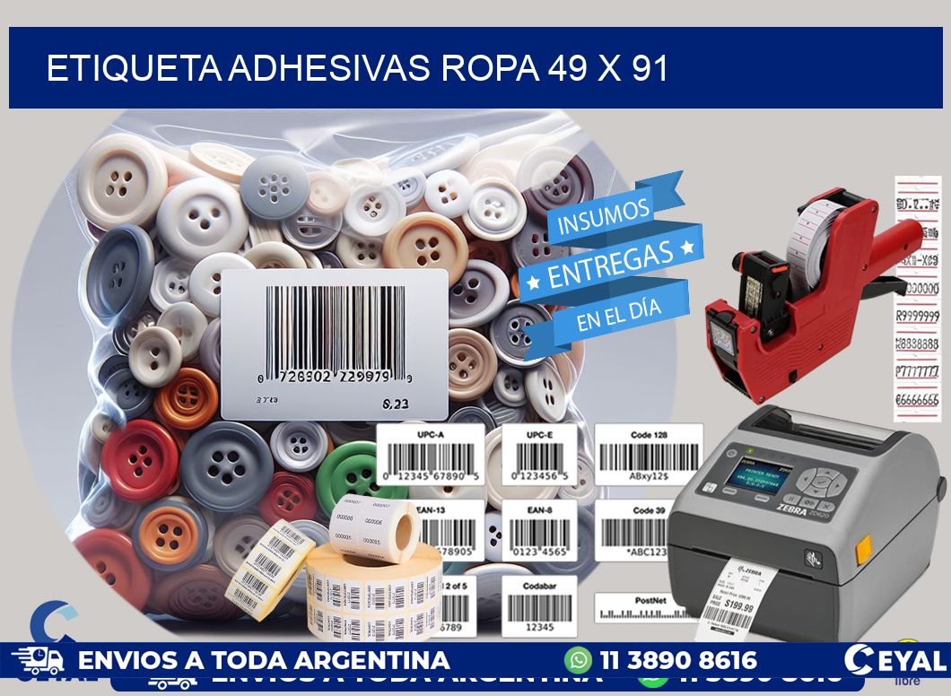 ETIQUETA ADHESIVAS ROPA 49 x 91