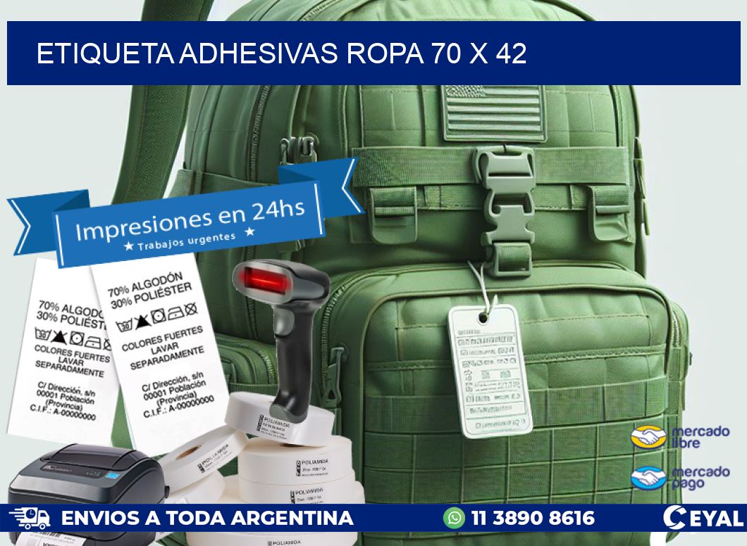 ETIQUETA ADHESIVAS ROPA 70 x 42