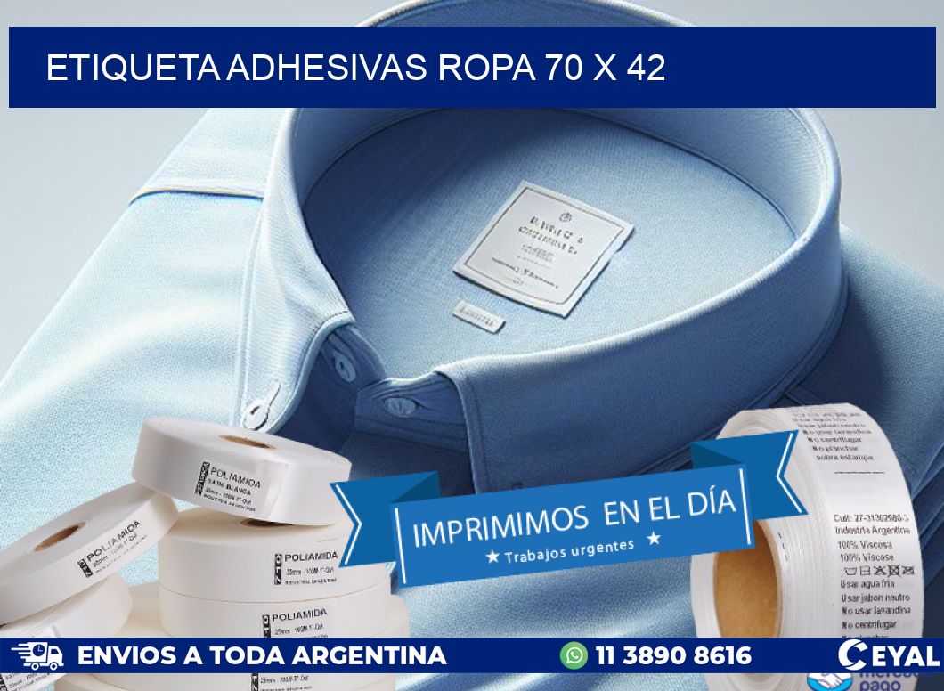ETIQUETA ADHESIVAS ROPA 70 x 42