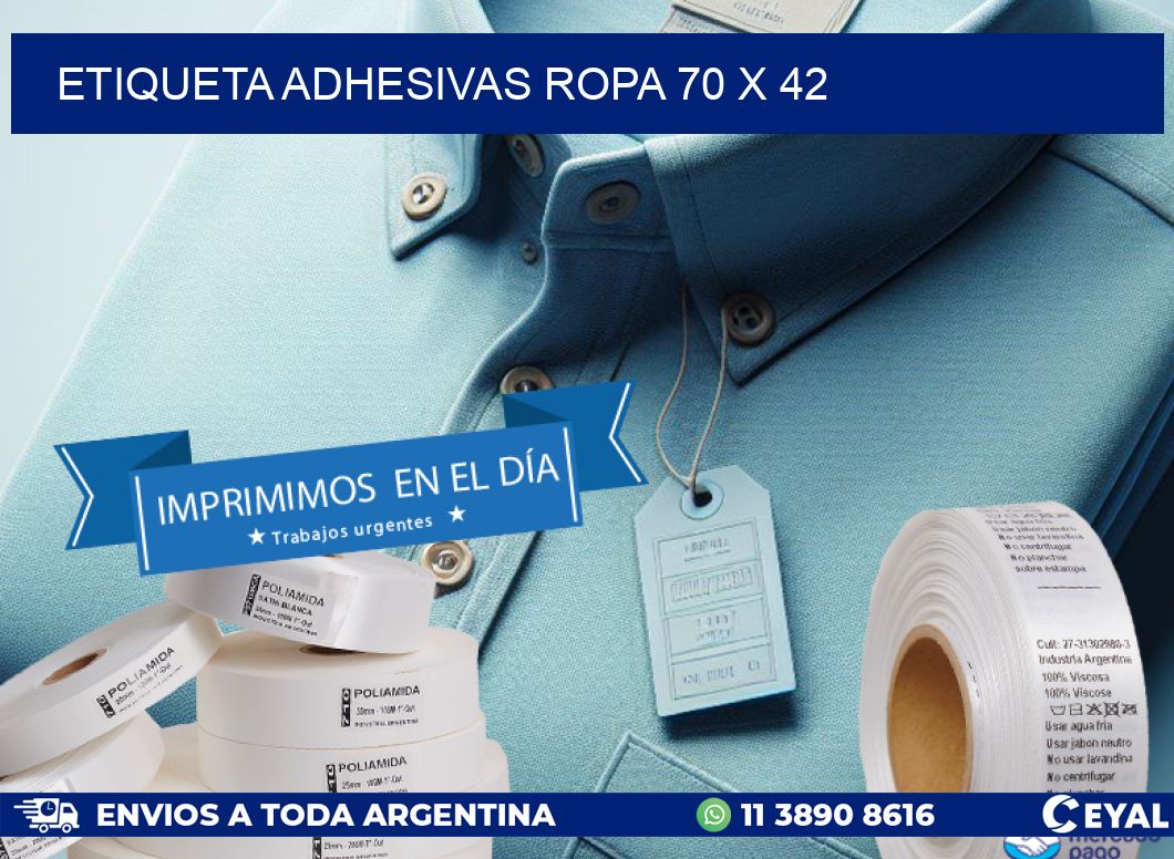 ETIQUETA ADHESIVAS ROPA 70 x 42