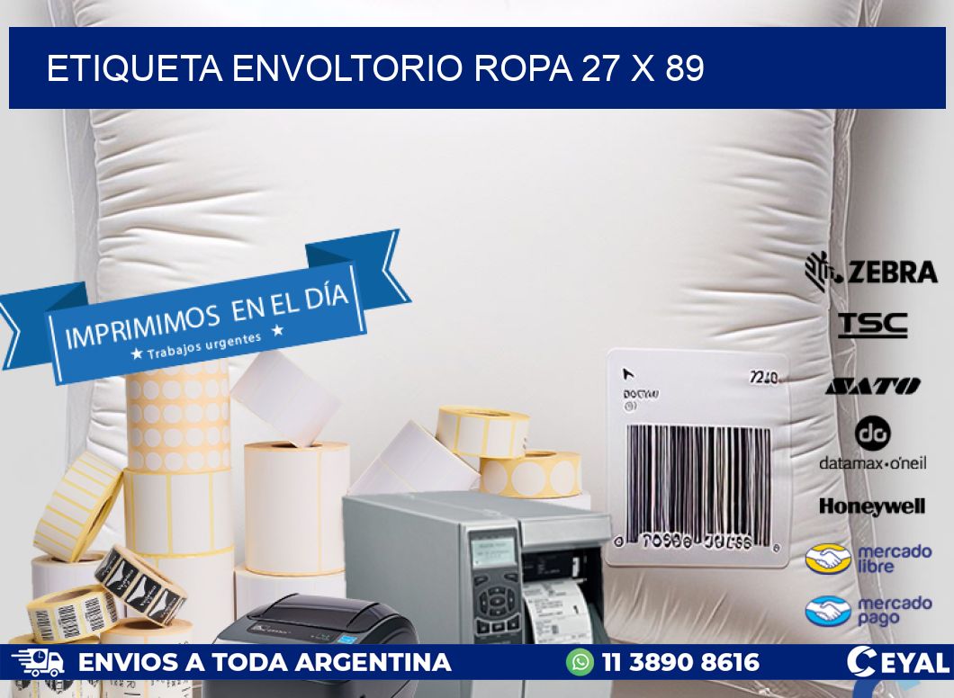 ETIQUETA ENVOLTORIO ROPA 27 x 89