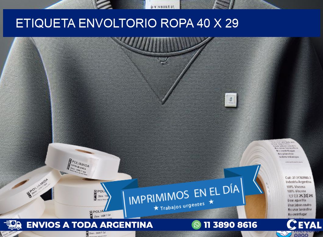 ETIQUETA ENVOLTORIO ROPA 40 x 29