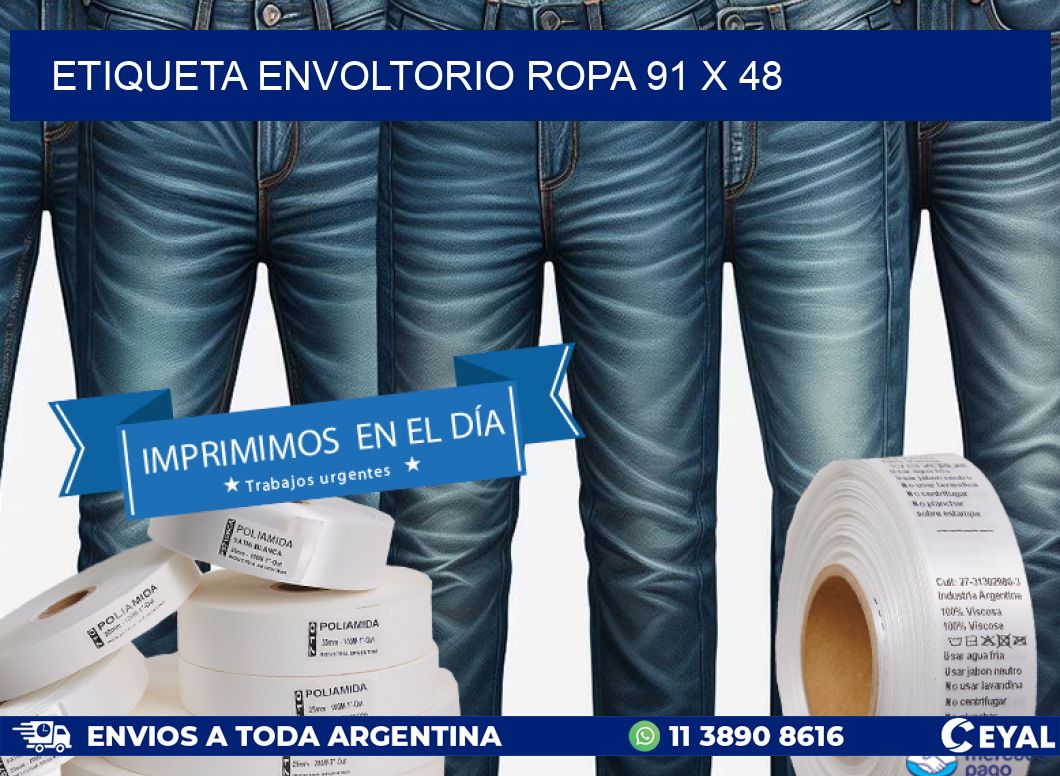 ETIQUETA ENVOLTORIO ROPA 91 x 48