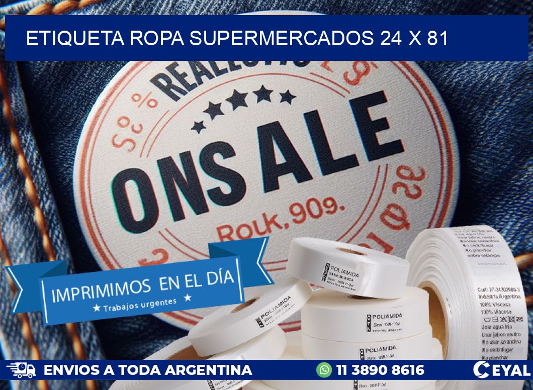 ETIQUETA ROPA SUPERMERCADOS 24 x 81