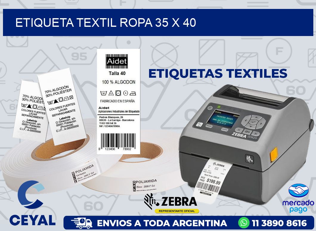 ETIQUETA TEXTIL ROPA 35 x 40