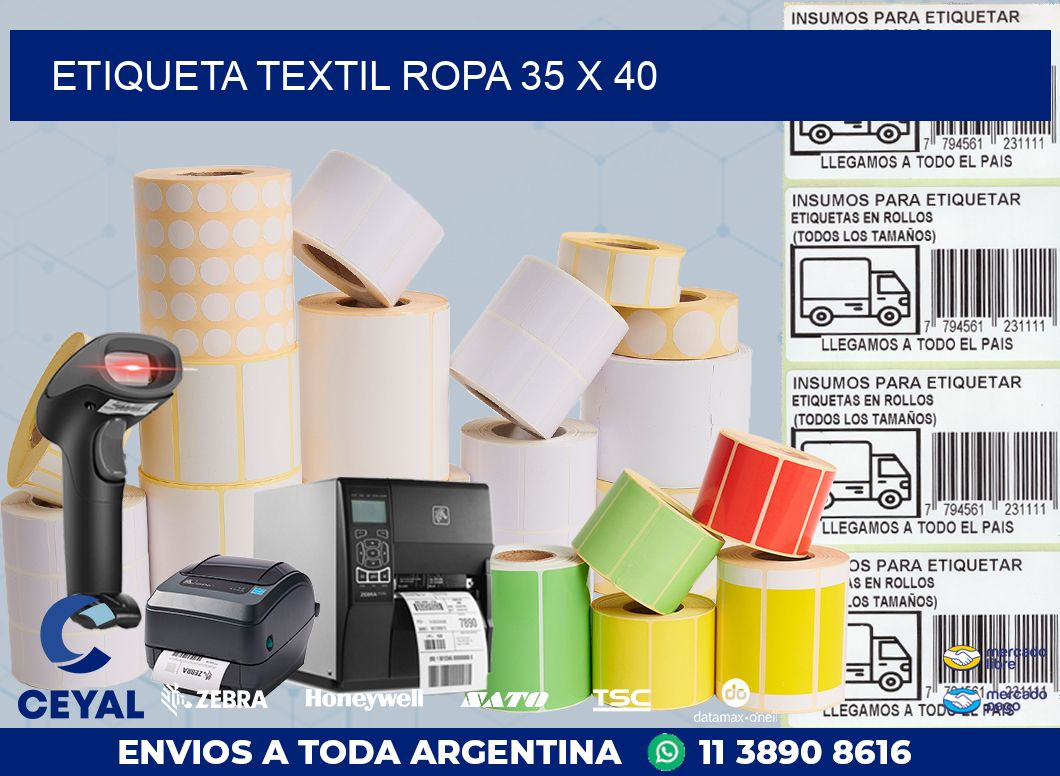 ETIQUETA TEXTIL ROPA 35 x 40