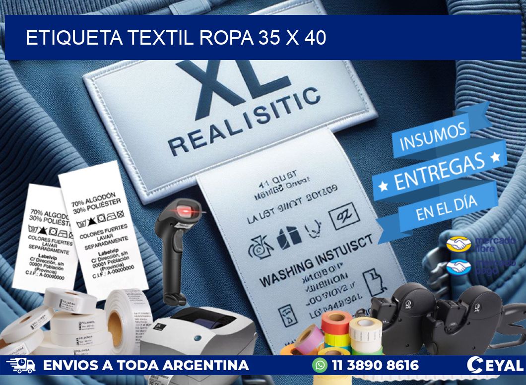 ETIQUETA TEXTIL ROPA 35 x 40