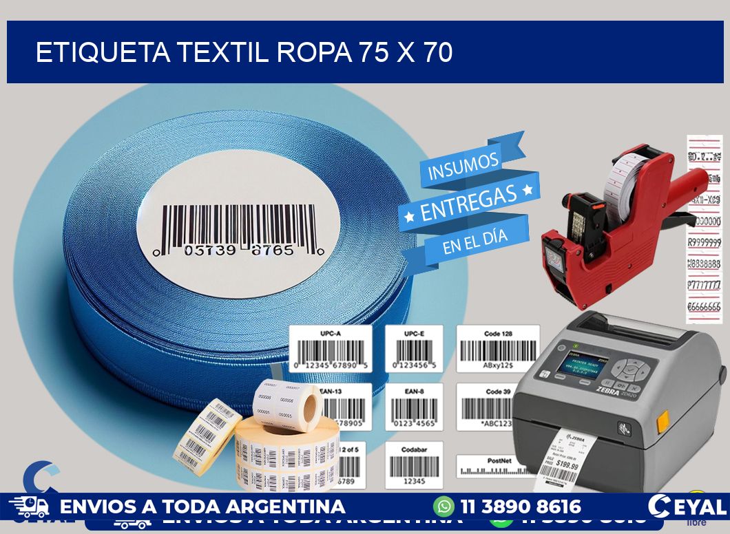 ETIQUETA TEXTIL ROPA 75 x 70