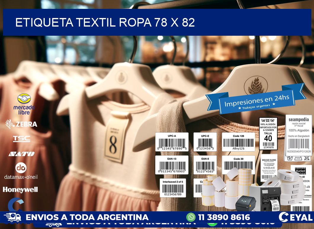 ETIQUETA TEXTIL ROPA 78 x 82