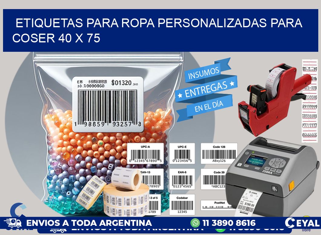 ETIQUETAS PARA ROPA PERSONALIZADAS PARA COSER 40 x 75