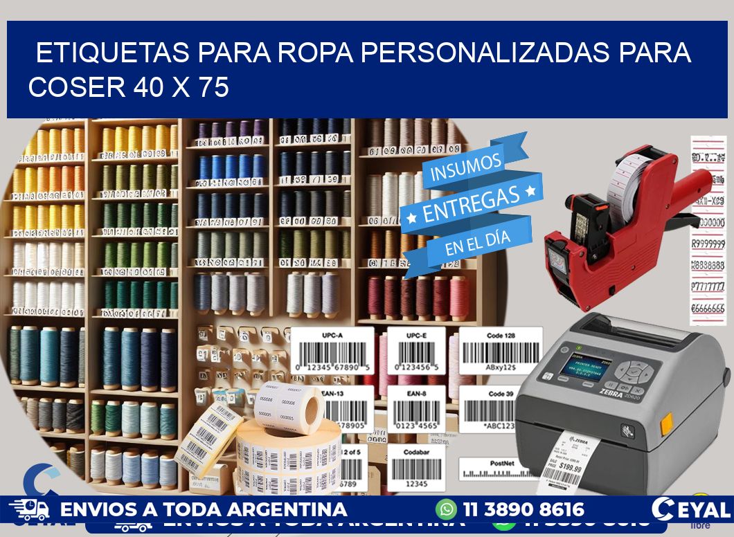 ETIQUETAS PARA ROPA PERSONALIZADAS PARA COSER 40 x 75