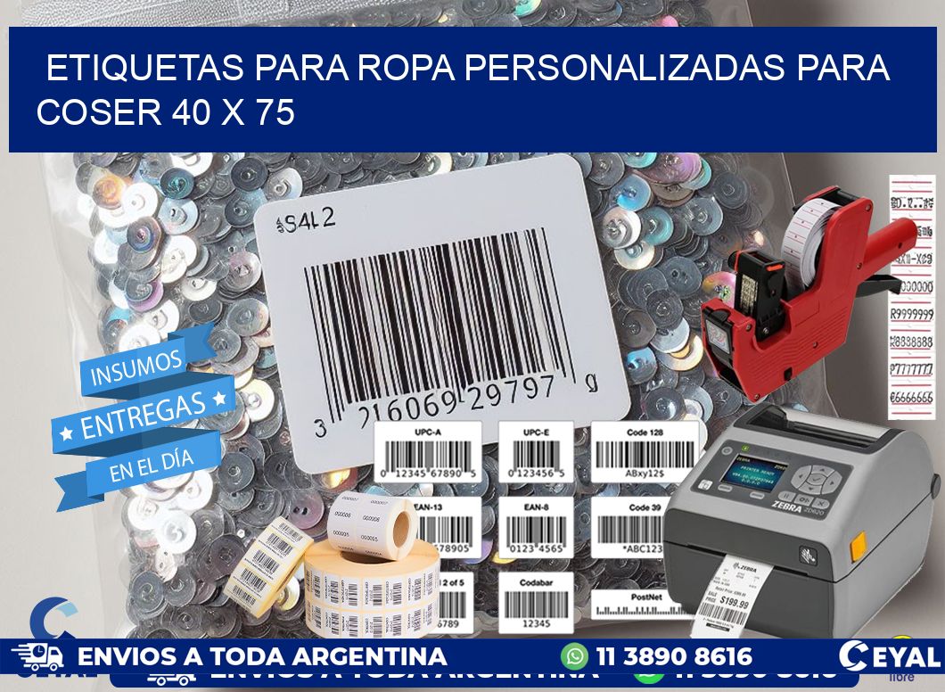 ETIQUETAS PARA ROPA PERSONALIZADAS PARA COSER 40 x 75