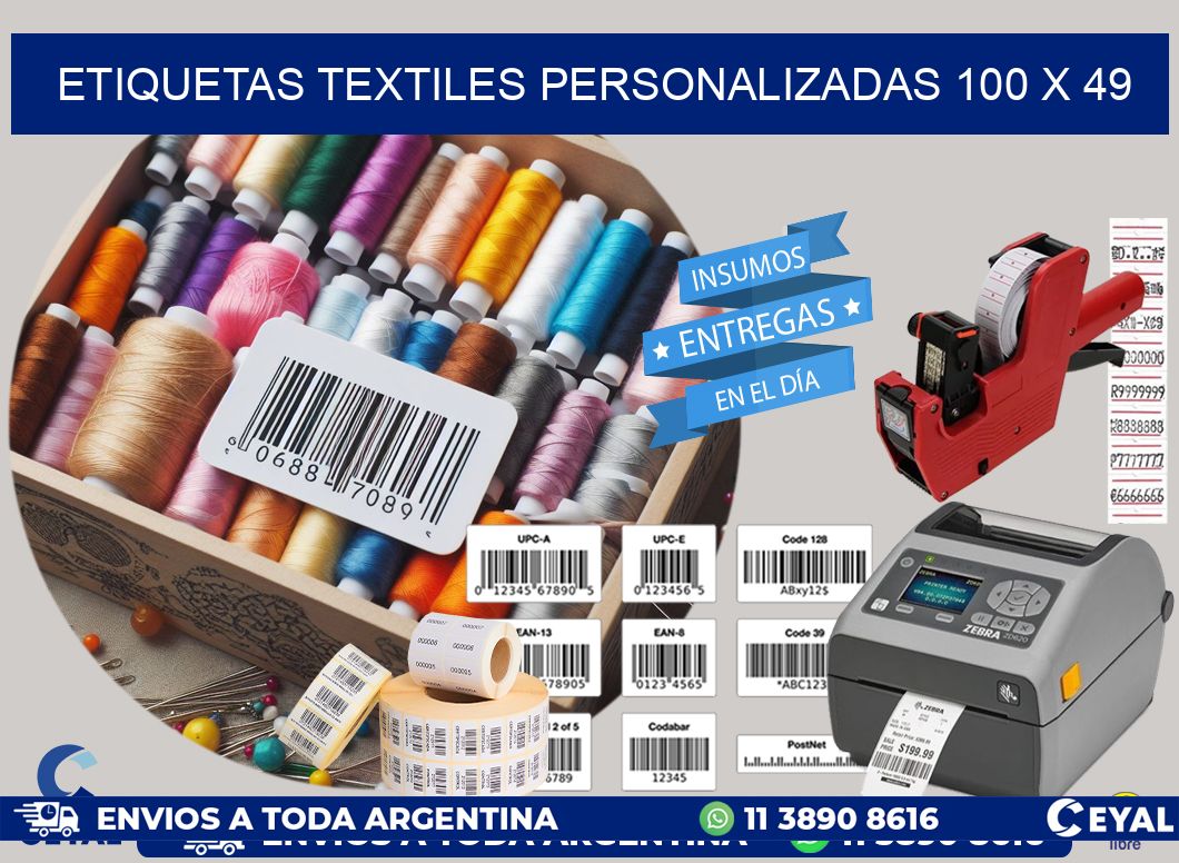 ETIQUETAS TEXTILES PERSONALIZADAS 100 x 49