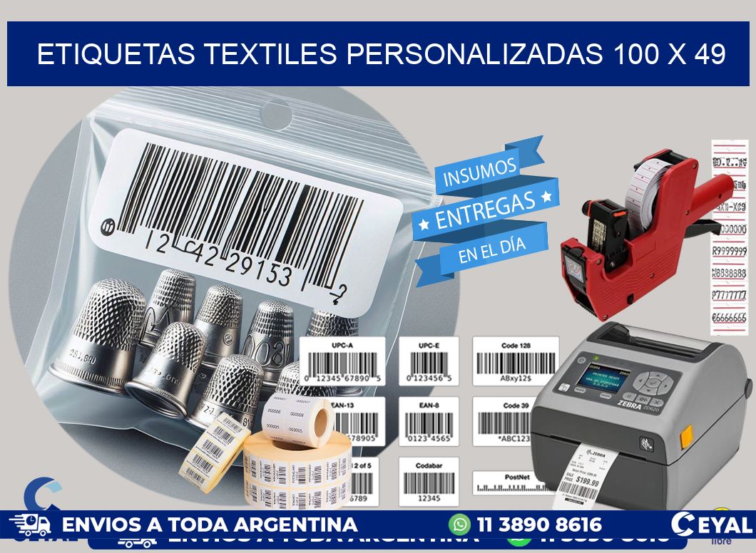 ETIQUETAS TEXTILES PERSONALIZADAS 100 x 49