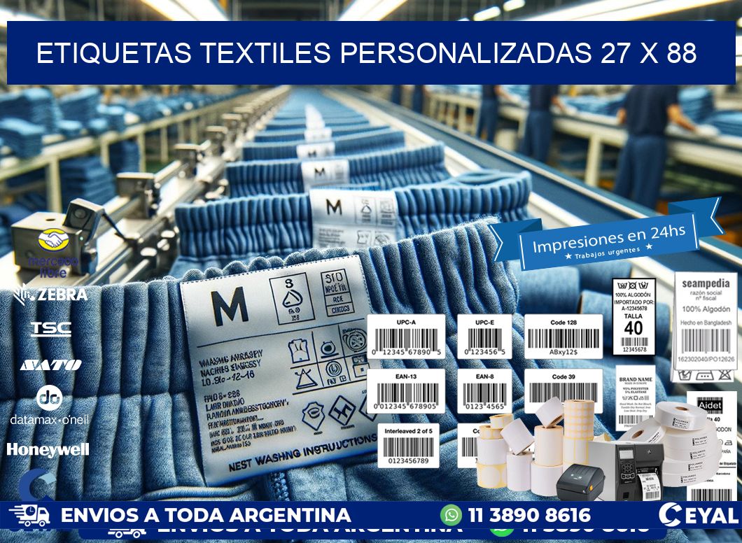 ETIQUETAS TEXTILES PERSONALIZADAS 27 x 88