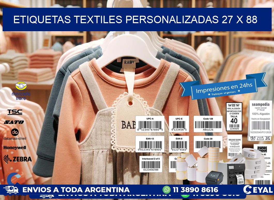 ETIQUETAS TEXTILES PERSONALIZADAS 27 x 88