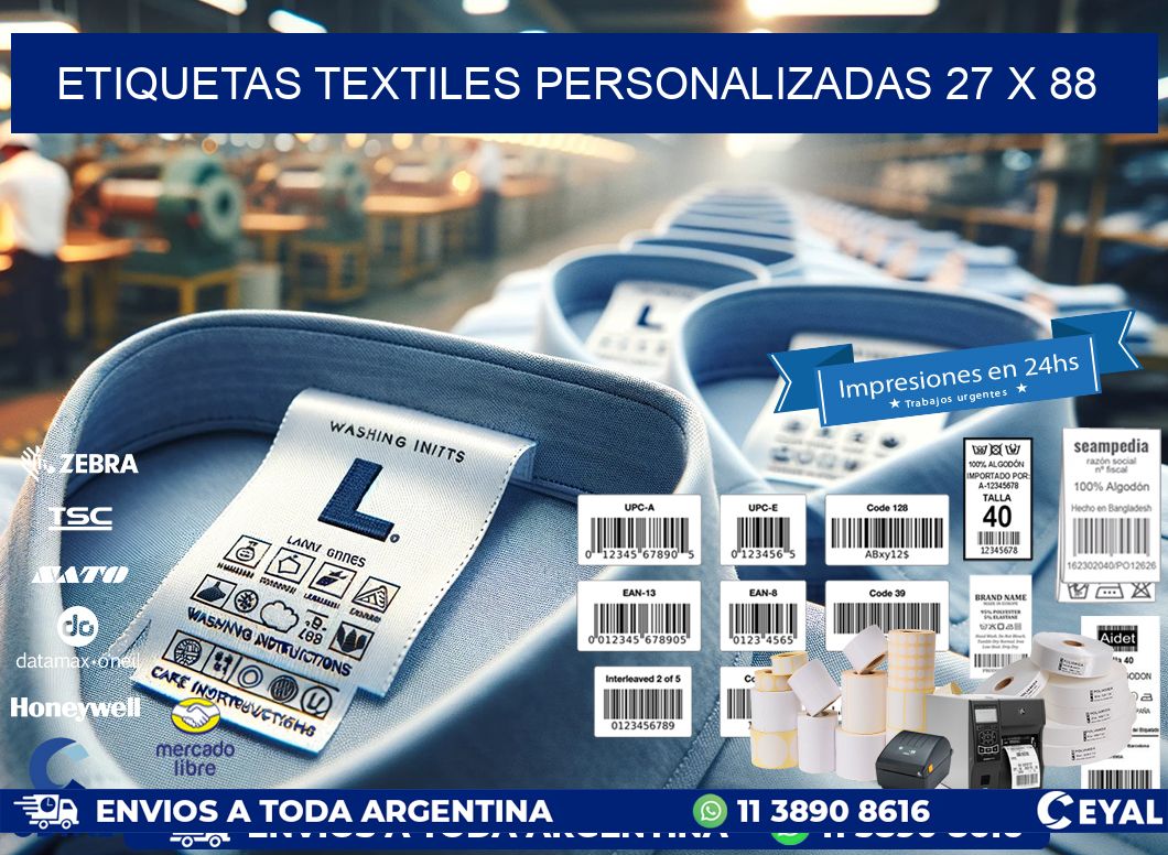 ETIQUETAS TEXTILES PERSONALIZADAS 27 x 88