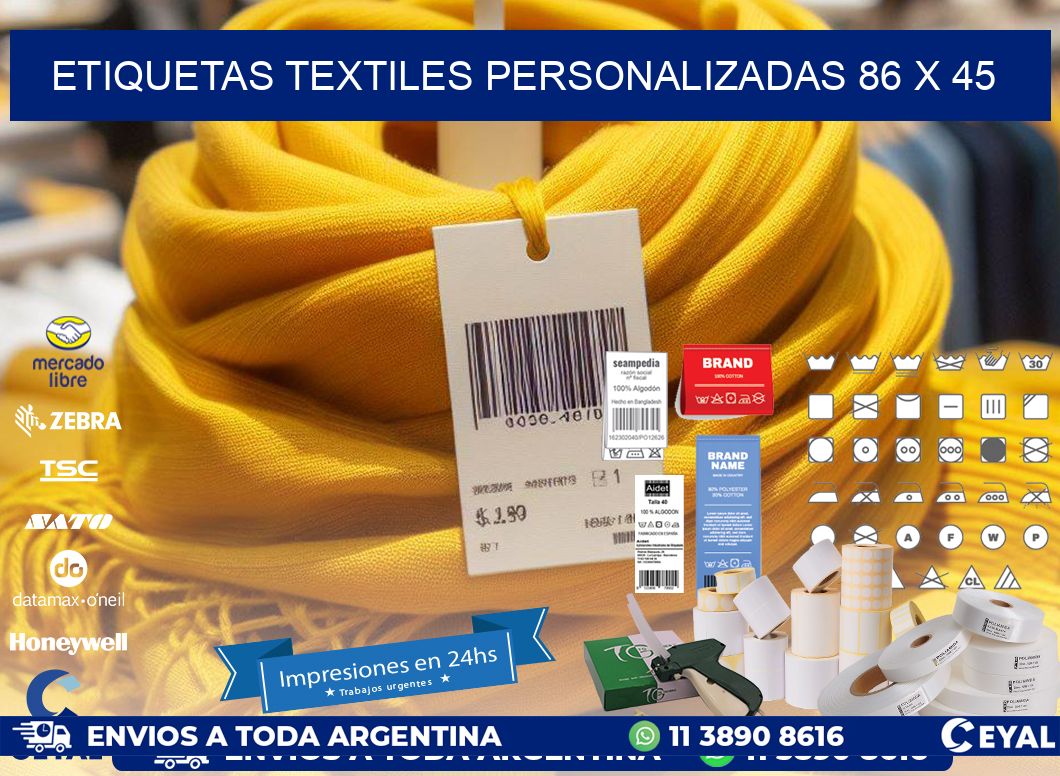 ETIQUETAS TEXTILES PERSONALIZADAS 86 x 45