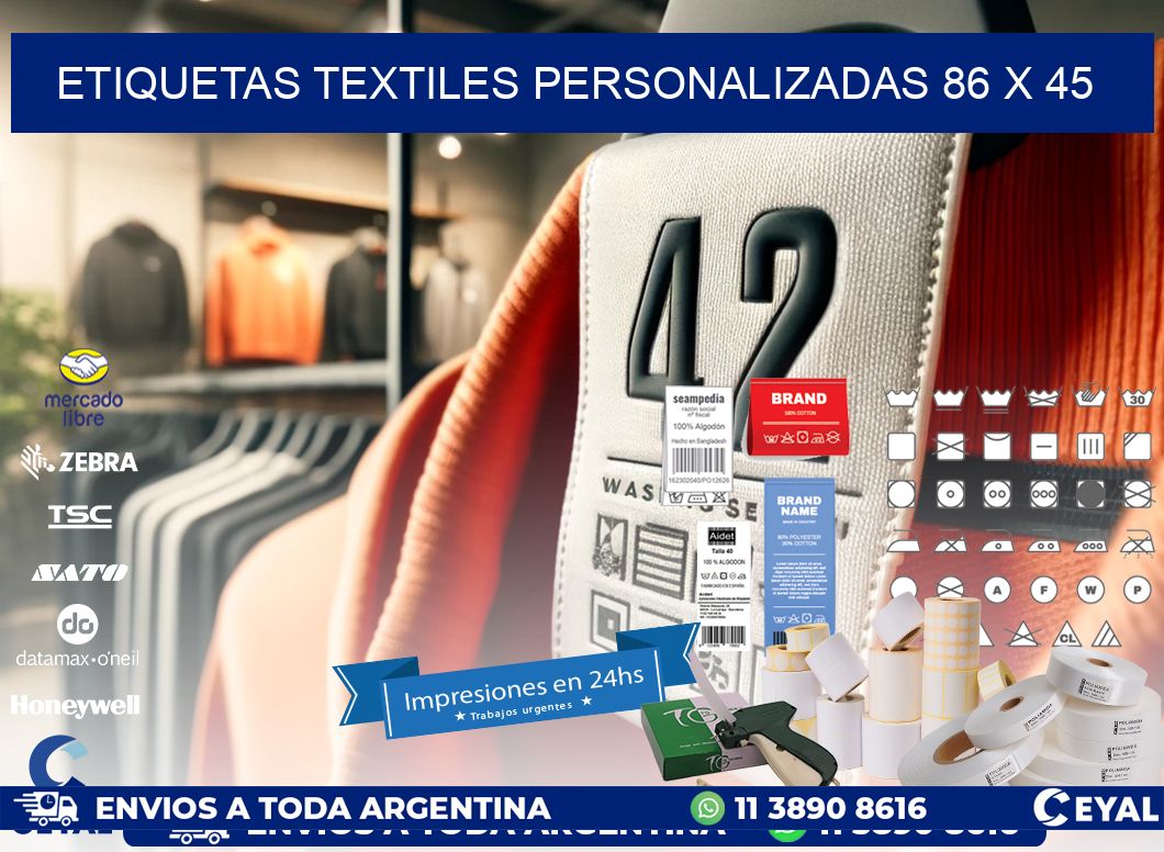 ETIQUETAS TEXTILES PERSONALIZADAS 86 x 45