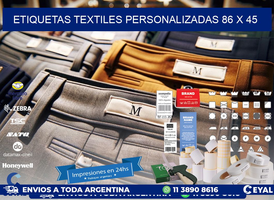 ETIQUETAS TEXTILES PERSONALIZADAS 86 x 45
