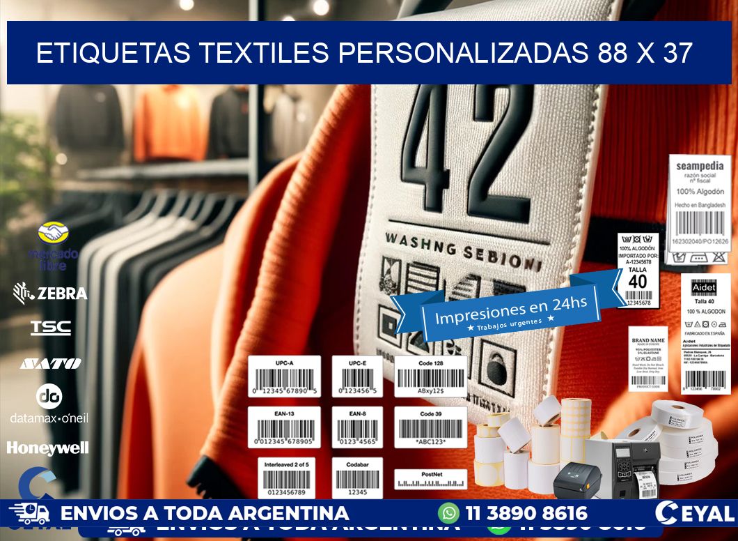 ETIQUETAS TEXTILES PERSONALIZADAS 88 x 37