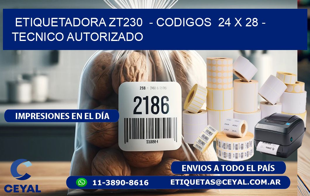 ETIQUETADORA ZT230  – CODIGOS  24 x 28 – TECNICO AUTORIZADO