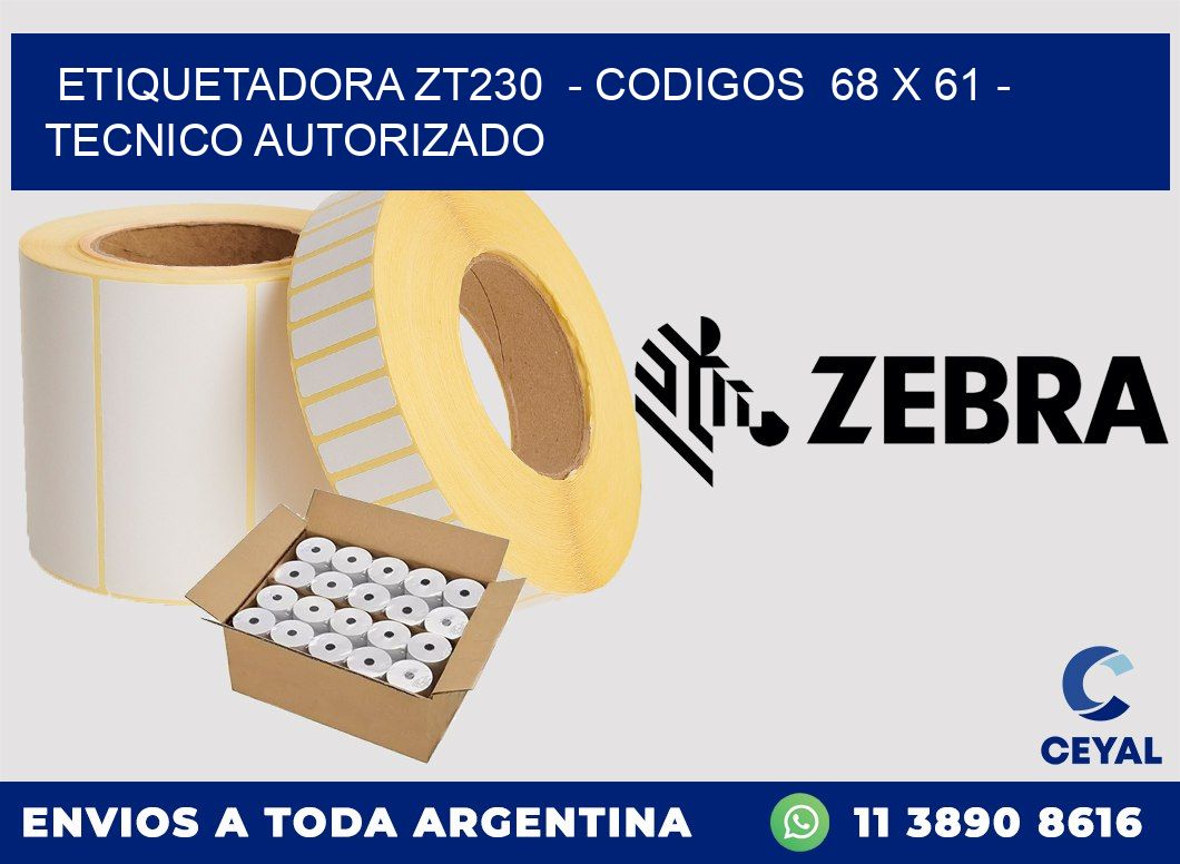 ETIQUETADORA ZT230 - CODIGOS 68 x 61 - TECNICO AUTORIZADO