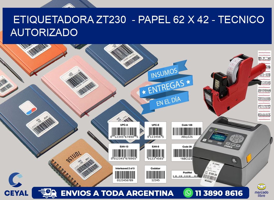 ETIQUETADORA ZT230  – PAPEL 62 x 42 – TECNICO AUTORIZADO