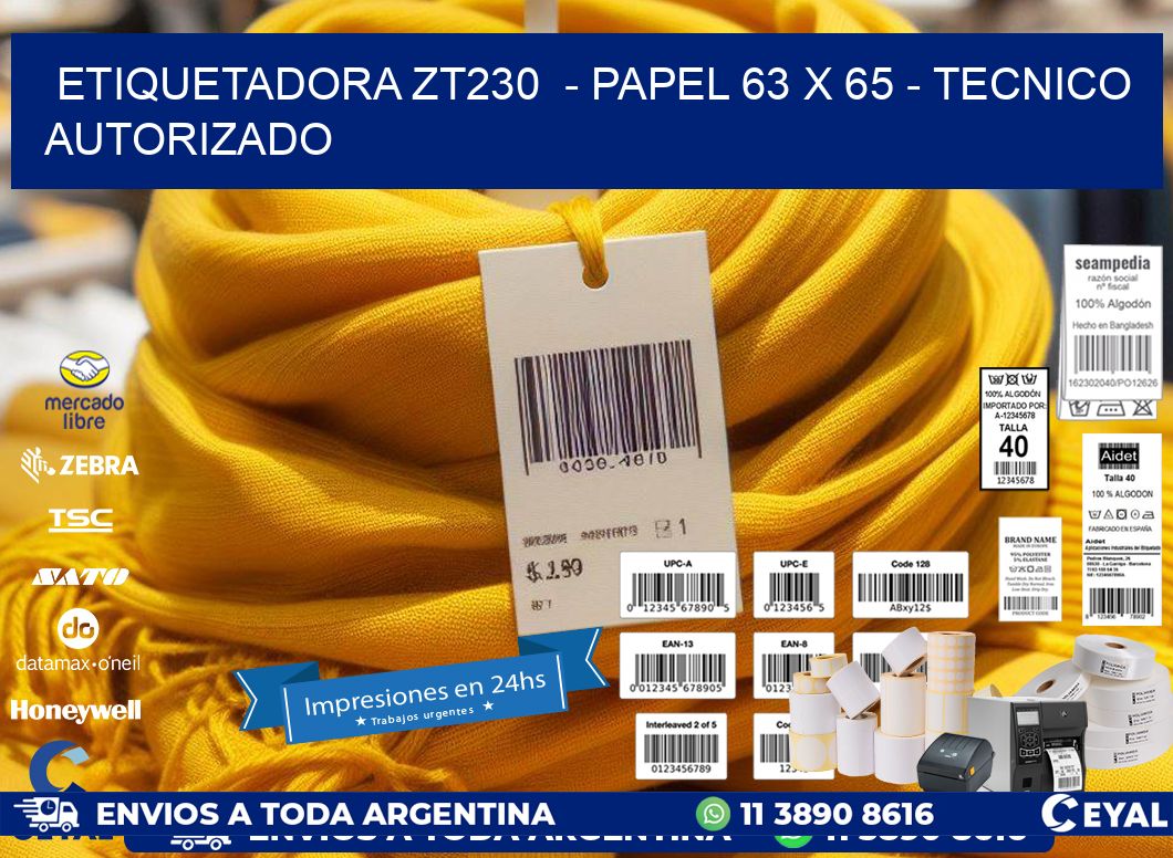 ETIQUETADORA ZT230 - PAPEL 63 x 65 - TECNICO AUTORIZADO
