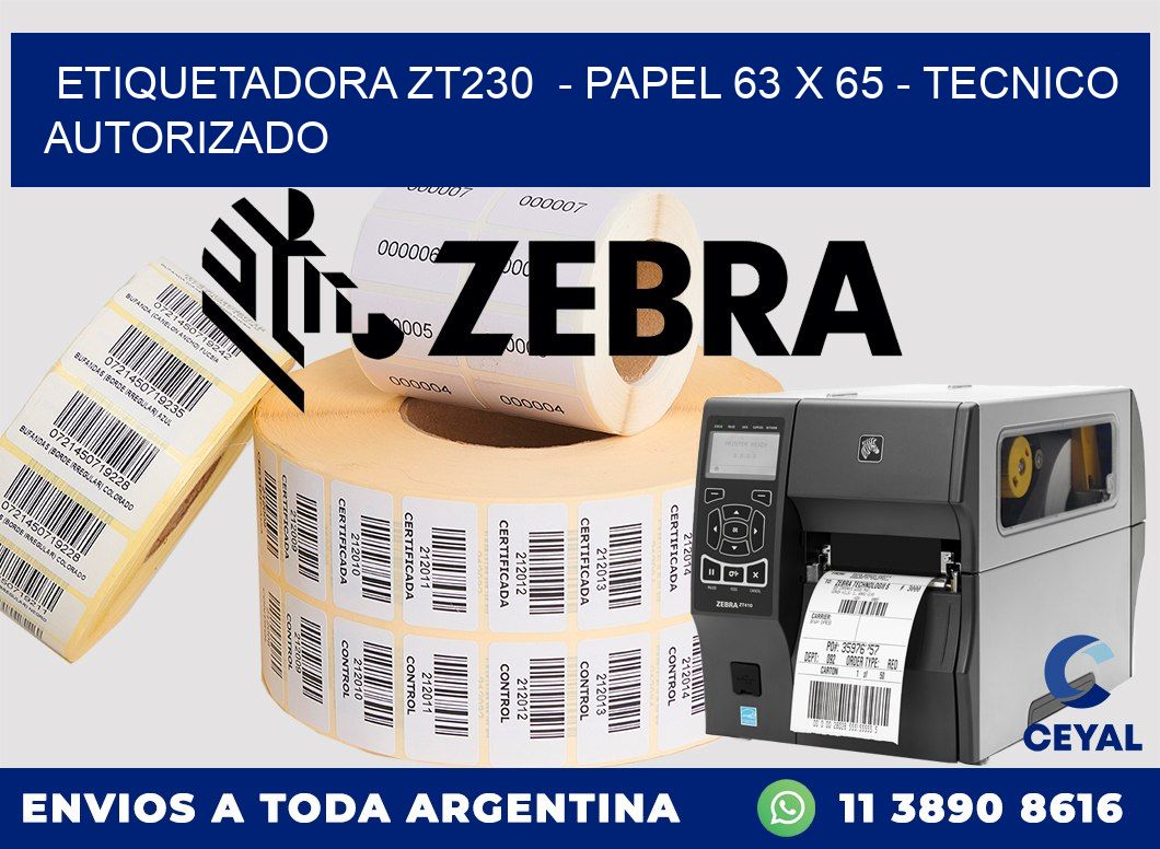 ETIQUETADORA ZT230 - PAPEL 63 x 65 - TECNICO AUTORIZADO