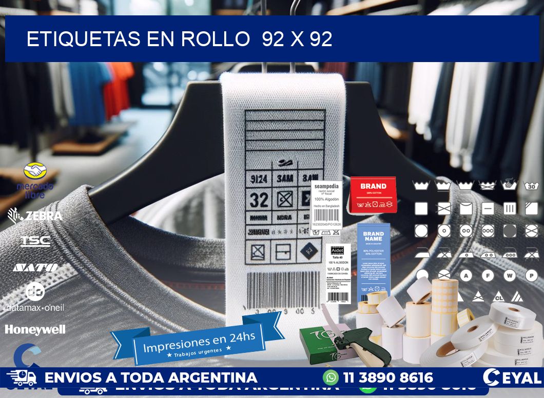 ETIQUETAS EN ROLLO 92 x 92