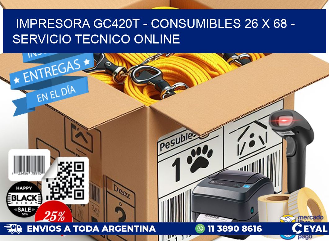 IMPRESORA GC420T – CONSUMIBLES 26 x 68 – SERVICIO TECNICO ONLINE