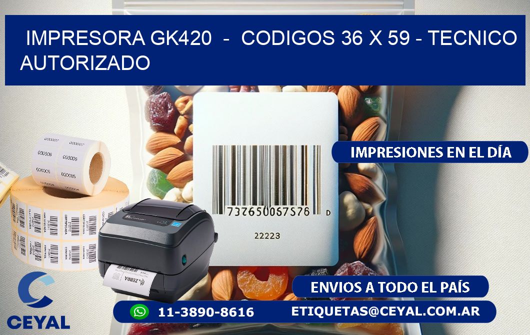IMPRESORA GK420 - CODIGOS 36 x 59 - TECNICO AUTORIZADO
