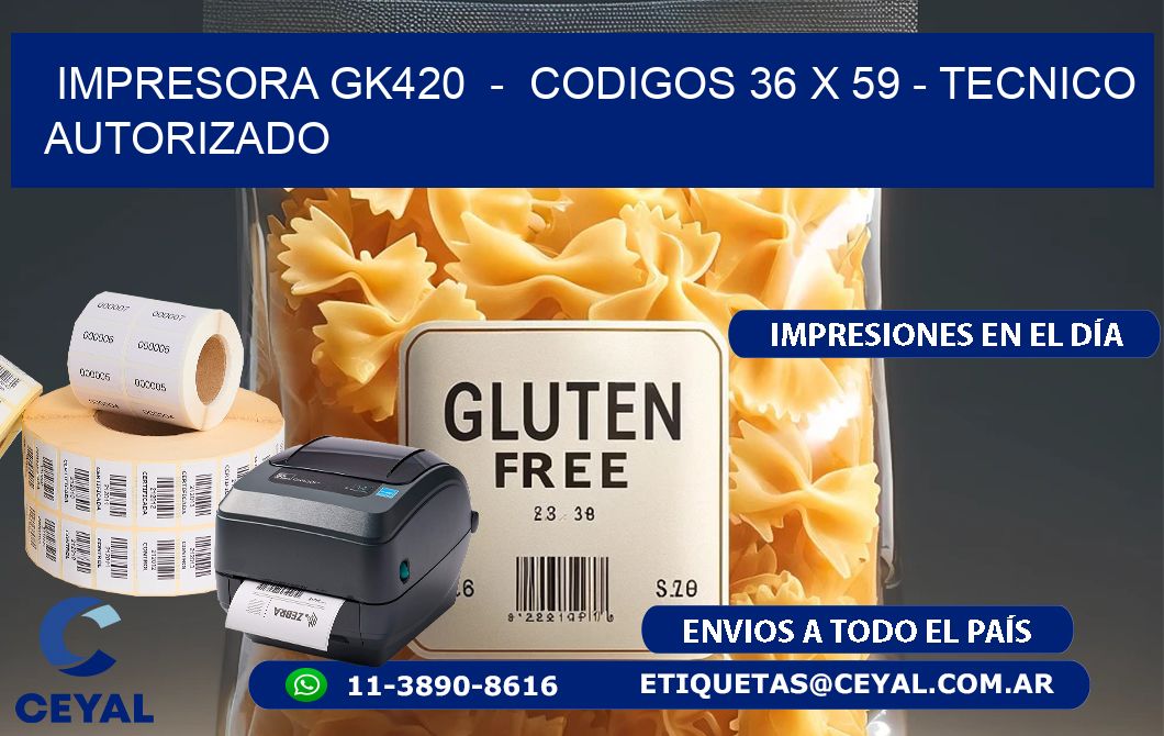 IMPRESORA GK420 - CODIGOS 36 x 59 - TECNICO AUTORIZADO