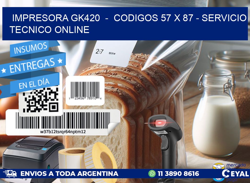 IMPRESORA GK420  -  CODIGOS 57 x 87 - SERVICIO TECNICO ONLINE