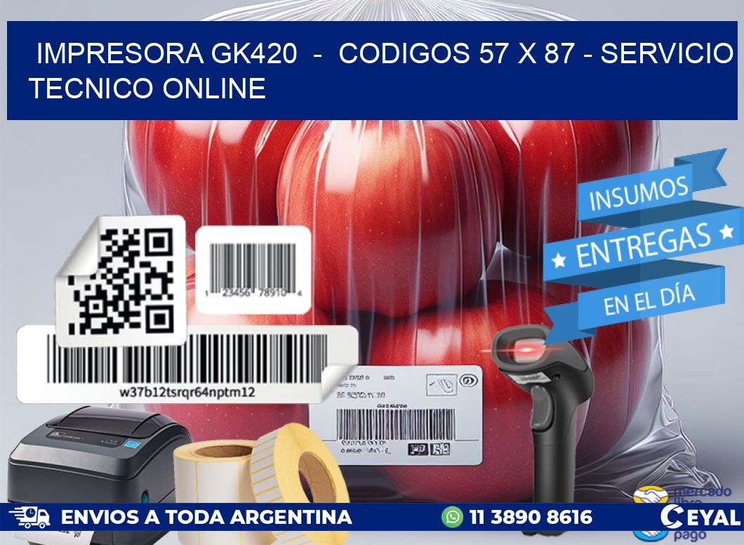 IMPRESORA GK420  -  CODIGOS 57 x 87 - SERVICIO TECNICO ONLINE