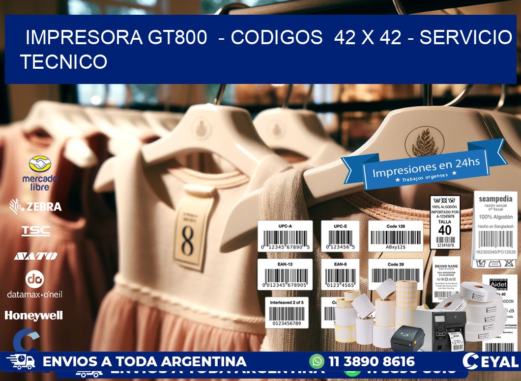 IMPRESORA GT800  - CODIGOS  42 x 42 - SERVICIO TECNICO
