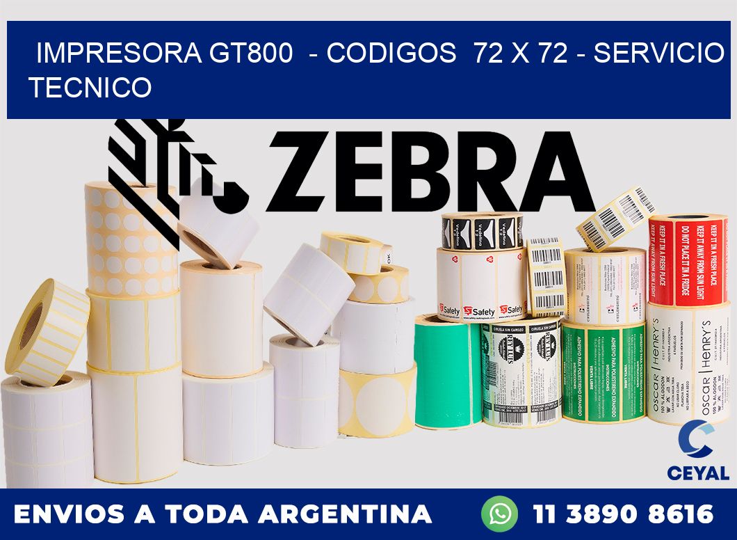 IMPRESORA GT800  - CODIGOS  72 x 72 - SERVICIO TECNICO