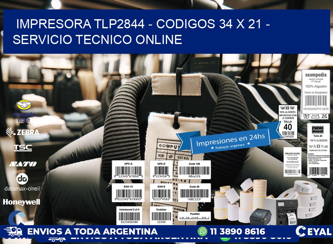 IMPRESORA TLP2844 - CODIGOS 34 x 21 - SERVICIO TECNICO ONLINE