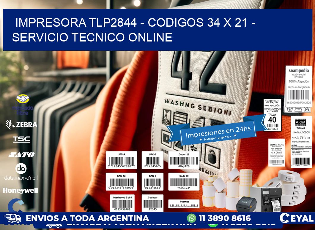 IMPRESORA TLP2844 - CODIGOS 34 x 21 - SERVICIO TECNICO ONLINE