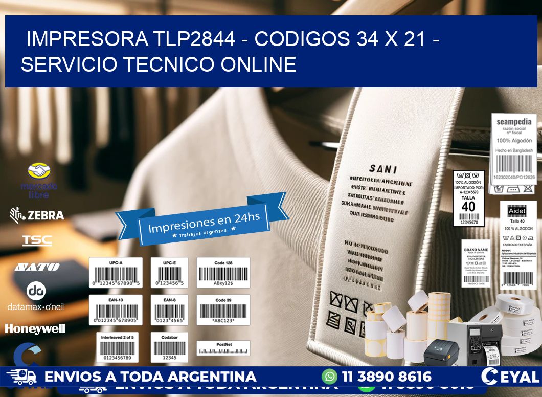 IMPRESORA TLP2844 - CODIGOS 34 x 21 - SERVICIO TECNICO ONLINE